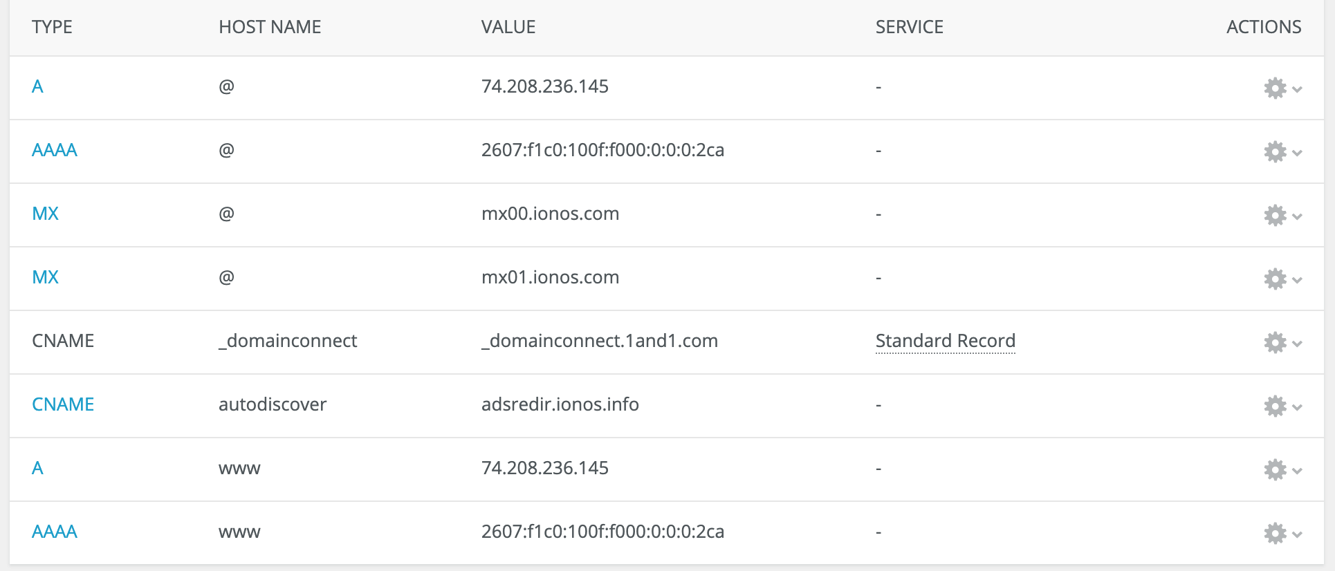screenshot of DNS settings page
