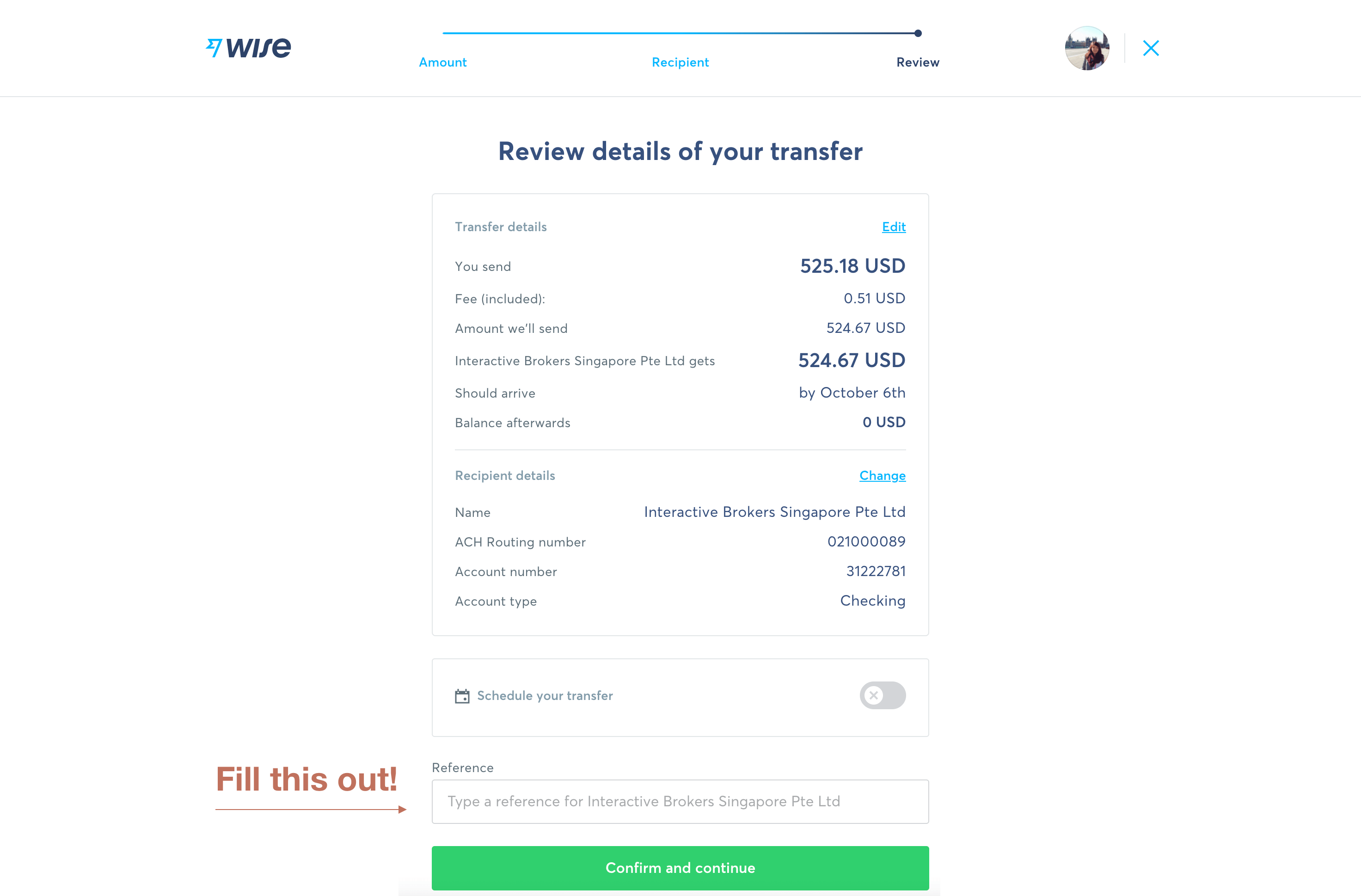 Transferring from Wise to IBKR